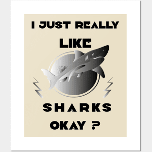 I just really like sharks okay? black art Posters and Art